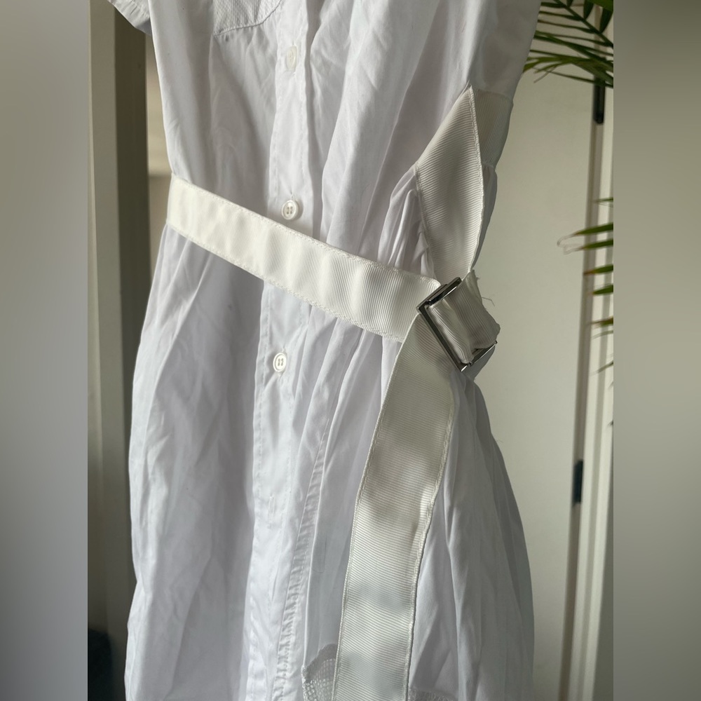 ShirtDress With Sheer Layer in White - Picture 3 of 16